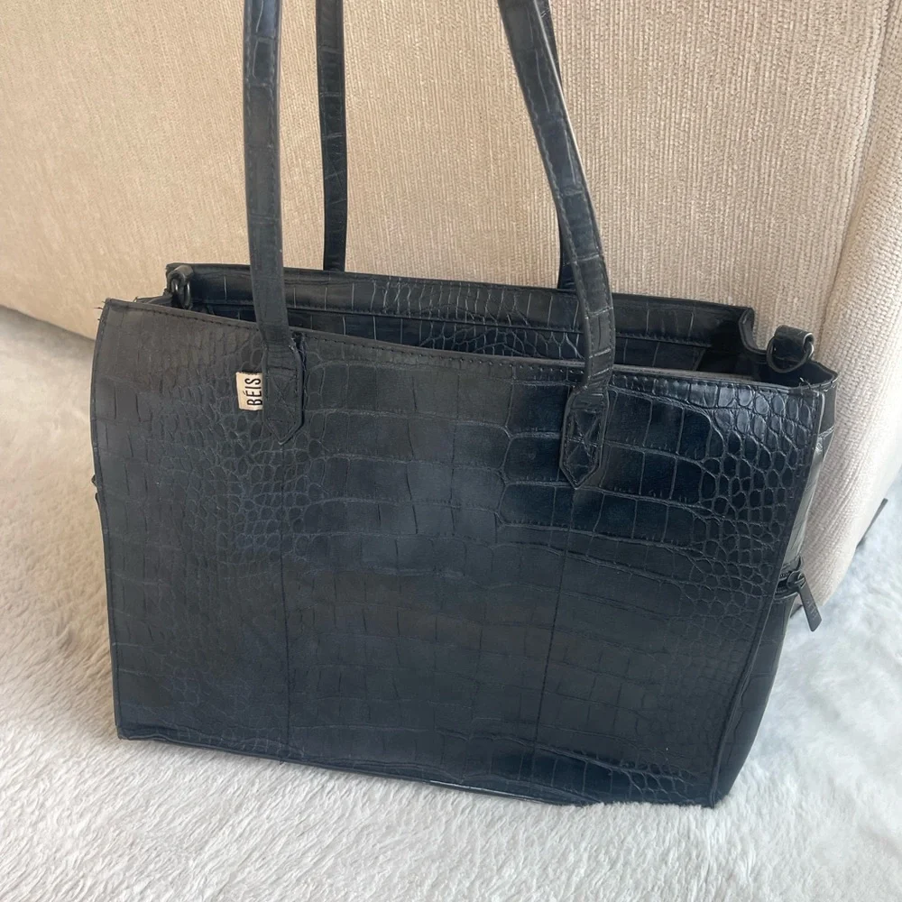 Béis 'The Work Tote' In black croc - Picture 2 of 6